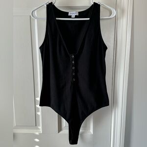 Evereve Black Ribbed Bodysuit